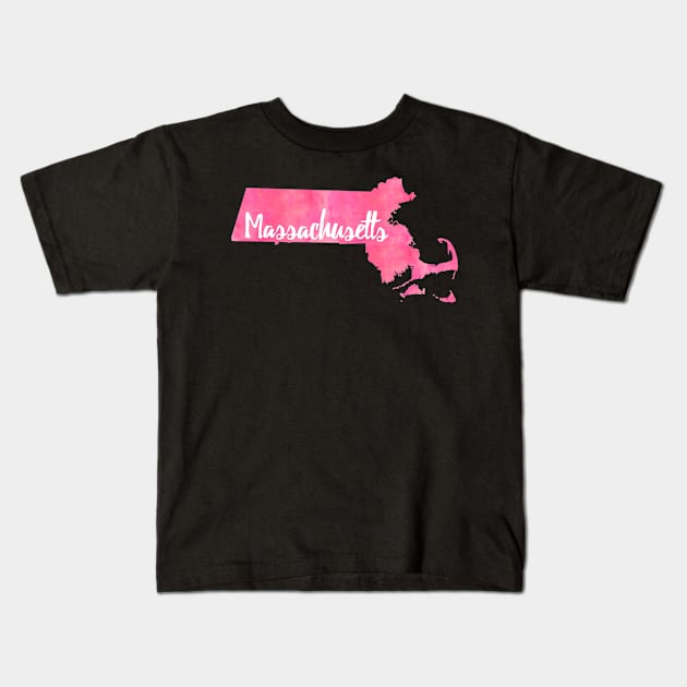 Pink Massachusetts Kids T-Shirt by lolosenese